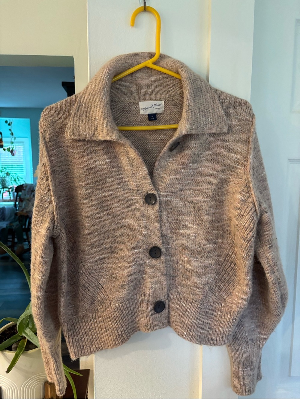 Universal Thread Heathered Taupe Button-Front Sweater Cardigan